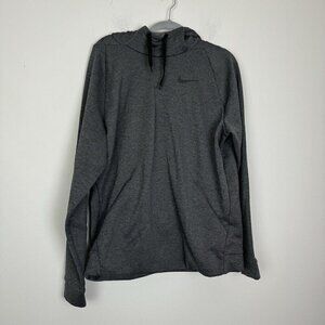 Nike Dri Fit Men’s Gray Fleece Lined Drawstring Pullover Hoodie Size Large